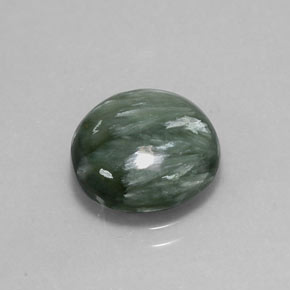 Serafinita verde natural de 4,56 ct, corte redondo, opaco