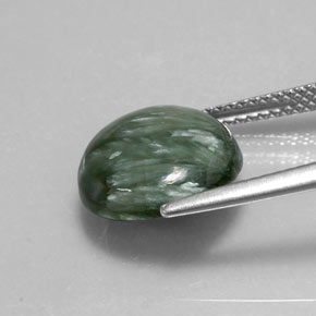 Serafinita verde natural de 4,56 ct, corte redondo, opaco