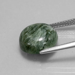 Serafinita Verde natural de 5.11 ct, Corte Redondo, Opaco