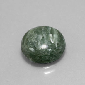 Serafinita verde natural de 4,85 ct, corte redondo, opaco