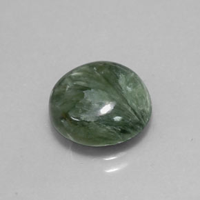 Serafinita verde natural de 4,61 ct, corte redondo, opaco