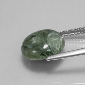 Serafinita verde natural de 4,61 ct, corte redondo, opaco