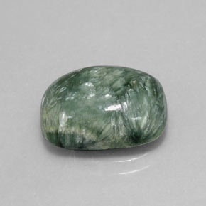 Serafinita verde natural de 5,55 ct, corte cojín, opaco