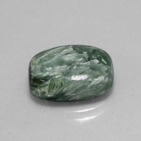 Serafinita verde natural de 5,41 ct, corte cojín, opaco