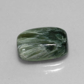 Serafinita verde natural de 5,74 ct, corte cojín, opaco