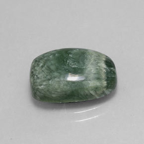 Serafinita verde natural de 4,86 ct, corte cojín, opaco