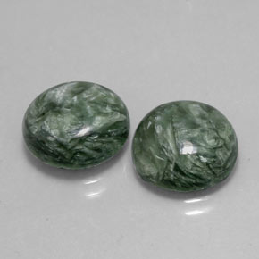 Gemas de serafinita verde natural de  ct, corte redondo, opaco