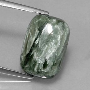 Serafinita Verde natural de 5.90 ct, Corte Cojín, Opaco