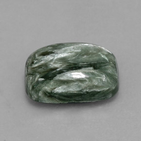 Serafinita Verde natural de 5.90 ct, Corte Cojín, Opaco