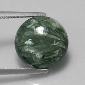 Serafinita verde natural de 5,12 ct, corte redondo, opaco