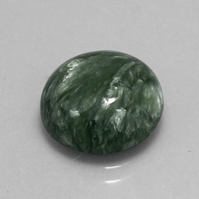 Serafinita verde natural de 5,12 ct, corte redondo, opaco