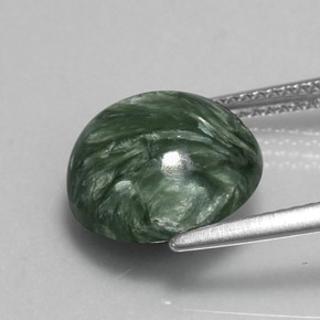 Serafinita verde natural de 5,12 ct, corte redondo, opaco