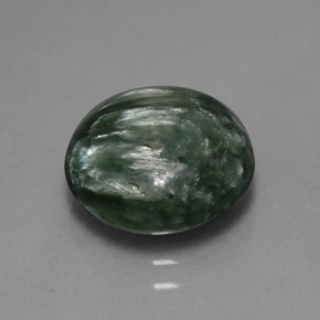 Serafinita verde natural de 4,24 ct, corte redondo, opaco