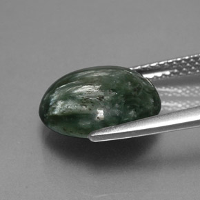 Serafinita verde natural de 4,24 ct, corte redondo, opaco