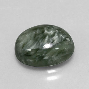 Serafinita verde natural de 3,55 ct, corte óvalo, opaco