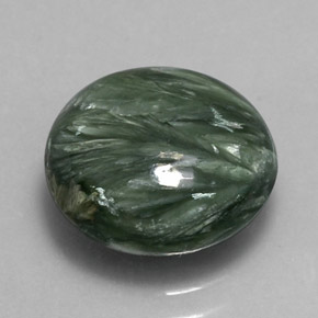 Serafinita verde natural de 4,23 ct, corte redondo, opaco
