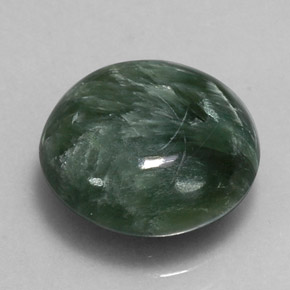 Serafinita verde natural de 4,68 ct, corte redondo, opaco