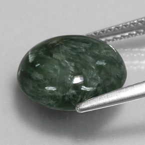 Serafinita verde natural de 4,68 ct, corte redondo, opaco