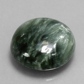 Serafinita verde natural de 4,81 ct, corte redondo, opaco