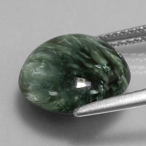 Serafinita verde natural de 4,81 ct, corte redondo, opaco