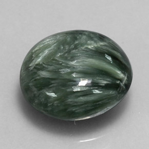 Serafinita verde natural de 4,63 ct, corte redondo, opaco