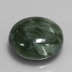 Serafinita Verde natural de 4.60 ct, Corte Redondo, Opaco