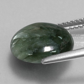 Serafinita Verde natural de 4.60 ct, Corte Redondo, Opaco