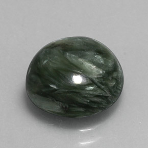 Serafinita verde natural de 3,36 ct, corte redondo, opaco