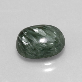 Serafinita verde natural de 3,18 ct, corte óvalo, opaco