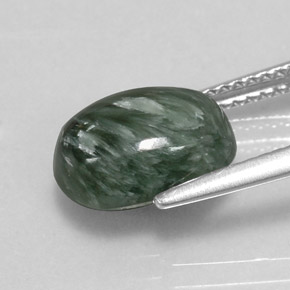 Serafinita verde natural de 3,18 ct, corte óvalo, opaco