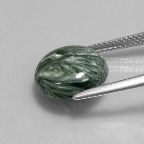 Serafinita verde natural de 4,88 ct, corte redondo, opaco