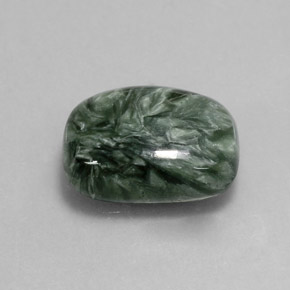 Serafinita Verde natural de 6.43 ct, Corte Cojín, Opaco