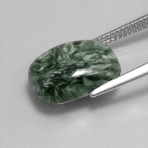 Serafinita Verde natural de 6.43 ct, Corte Cojín, Opaco