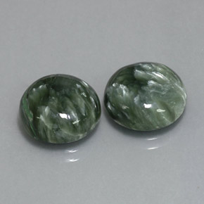 Gemas de serafinita verde natural de  ct, corte redondo, opaco