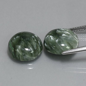 Gemas de serafinita verde natural de  ct, corte redondo, opaco
