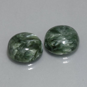 Gemas de serafinita verde natural de  ct, corte redondo, opaco