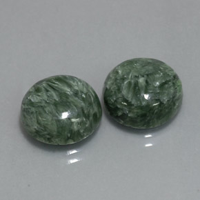 Gemas de serafinita verde natural de  ct, corte redondo, opaco