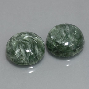Gemas de serafinita verde natural de  ct, corte redondo, opaco