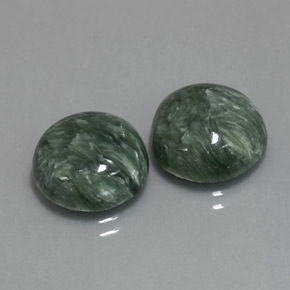 Gemas de serafinita verde natural de  ct, corte redondo, opaco
