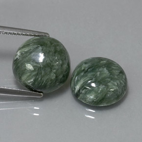 Gemas de serafinita verde natural de  ct, corte redondo, opaco