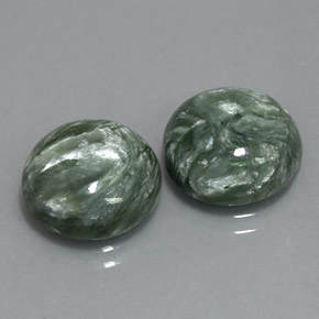 Gemas de serafinita verde natural de  ct, corte redondo, opaco