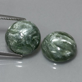 Gemas de serafinita verde natural de  ct, corte redondo, opaco