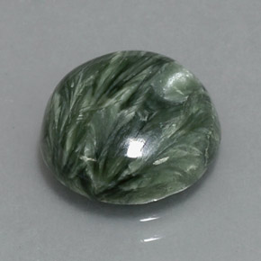 Serafinita Verde natural de 4.27 ct, Corte Redondo, Opaco