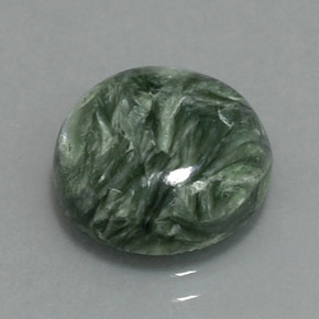 Serafinita verde natural de 4,60 ct, corte redondo, opaco