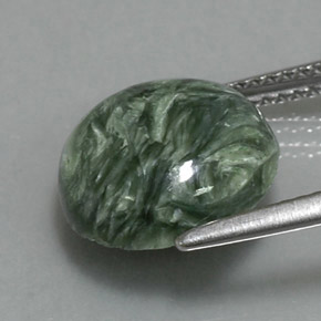 Serafinita verde natural de 4,60 ct, corte redondo, opaco