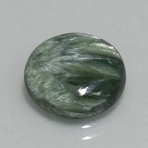 Serafinita verde natural de 3,87 ct, corte redondo, opaco