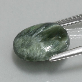 Serafinita verde natural de 3,87 ct, corte redondo, opaco