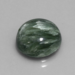 Serafinita Verde natural de 4.95 ct, Corte Redondo, Opaco