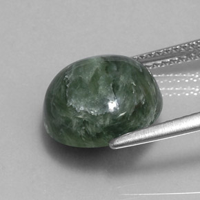 Serafinita Verde natural de 4.95 ct, Corte Redondo, Opaco