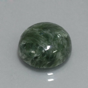 Serafinita verde natural de 5,08 ct, corte redondo, opaco